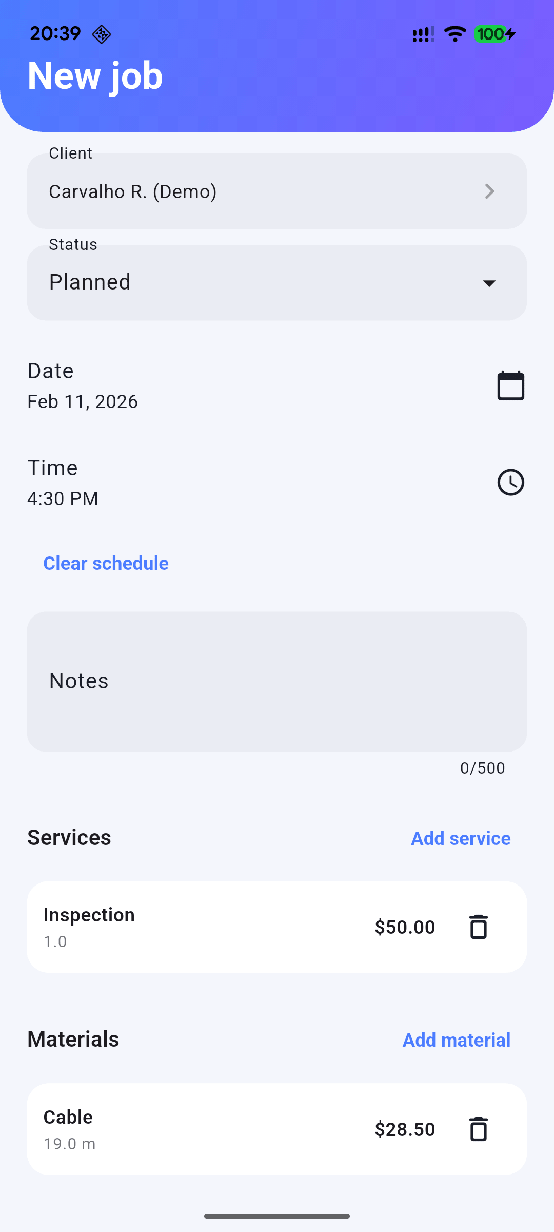 [SCREENSHOT: Job add]